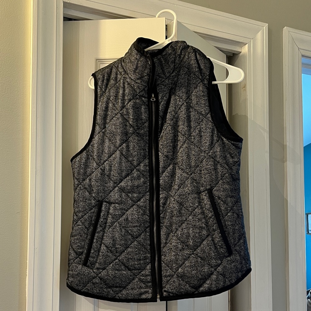 Black herringbone vest